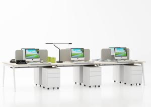 China Light Maple Employee 6 Person Workstation Desk , Modern Office Partition Desk wholesale