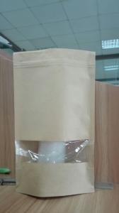 China Kraft Mylar k Pouch Customized Stand Up Paper Bag With Rectangular Window wholesale