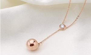 China Fashion Jewelry Necklace Stainless Steel Rose Gold Diamond Necklace on sale