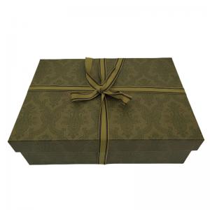 China Dark Green Luxury Gift Box Packaging Gift Paper Box E Commerce With Tie wholesale