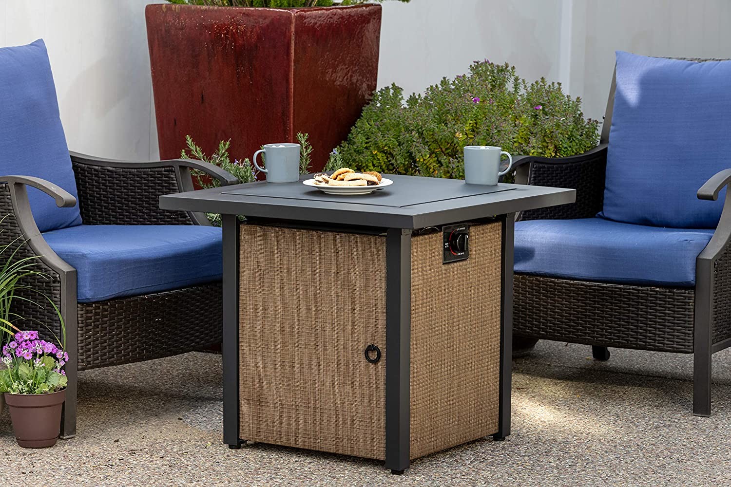 28in Woodleaf Rectangle Fire Pit Table Natural Gas Outdoor Heater Rectangle