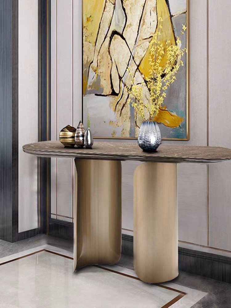 Elegant Entryway Console Tables - Marble Top & Stainless Steel Base