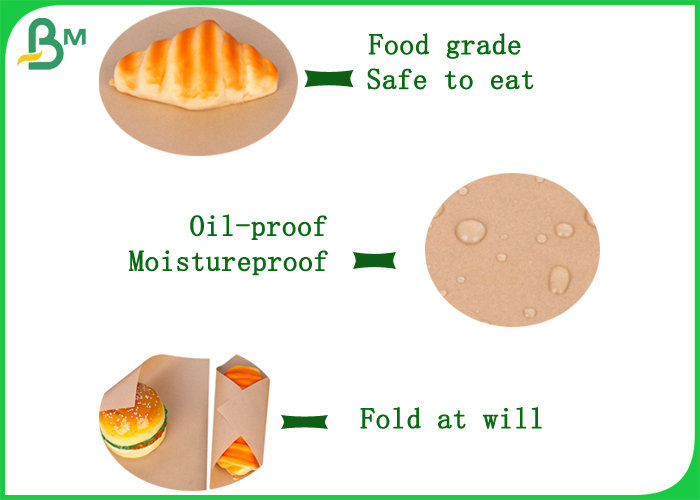 Oilproof 250g + 10g PE Coated Food Grade Brown Kraft Paper In Roll  