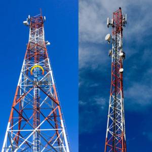 China 3 Legged Telecom Steel Tower 50m Radio Microwave Cell Phone Signal wholesale