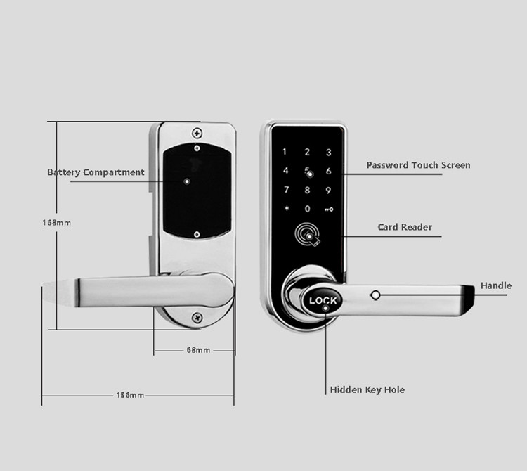 Keyless Keypad Door Lock , Password Card App Bluetooth Digital Lock For Home