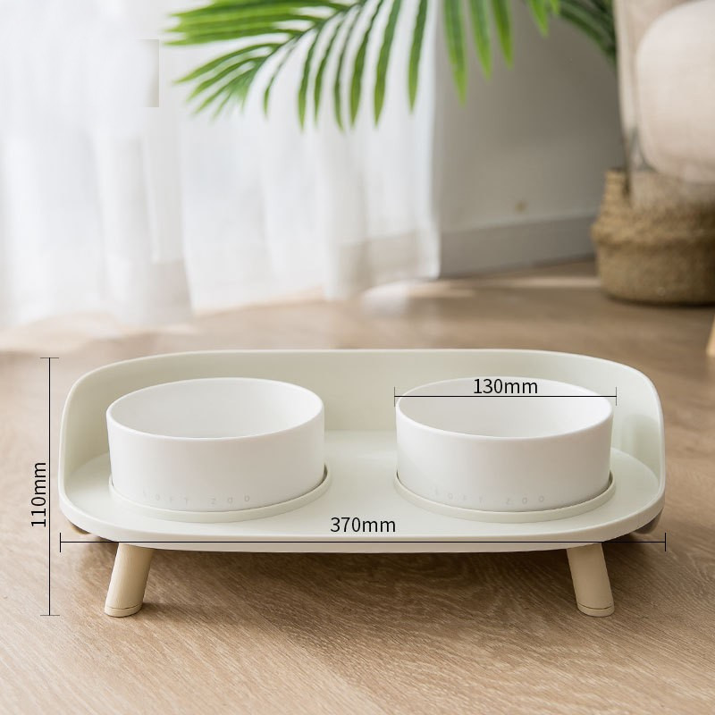 Ceramic Pet Feeder Bowls Anti Overturning Detachable Elevated Rice Basin