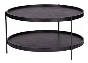 China Modern Apartment Wooden Iron Round Coffee Table Loose Furniture Black White wholesale