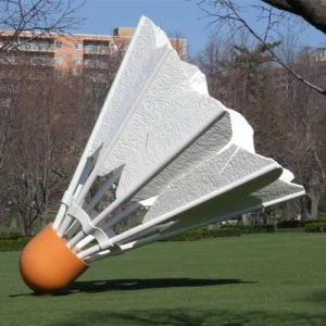 China Playground Badminton Birdie Sculpture Public Fiberglass Giant Shuttlecock Sculpture wholesale
