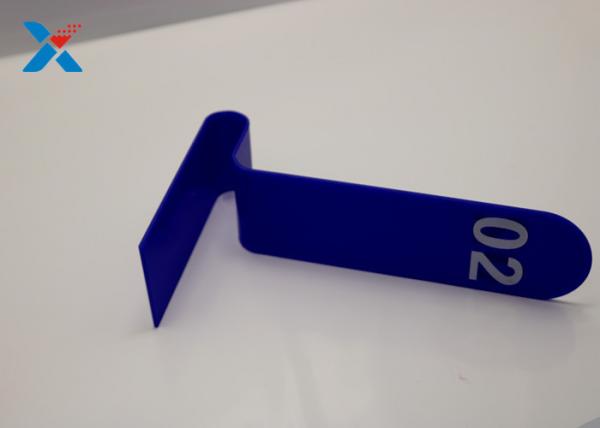 Blue Acrylic Sign Holders / Acrylic Table Number Holders For Restaurant