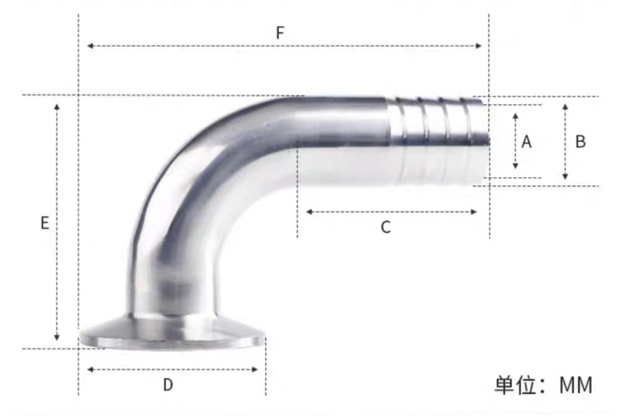 Sanitary SS304 316 316L Tri Clamp 90DEG Hose Barb Tri Clover Compatible Hose Coupling Fitting Food Grade Adapter