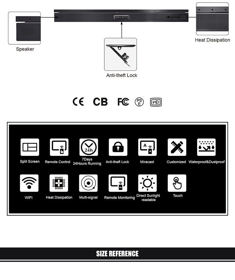 4K FHD IP65 Waterproof Wall Mounted LCD Digital Signage With Capacitive Touch