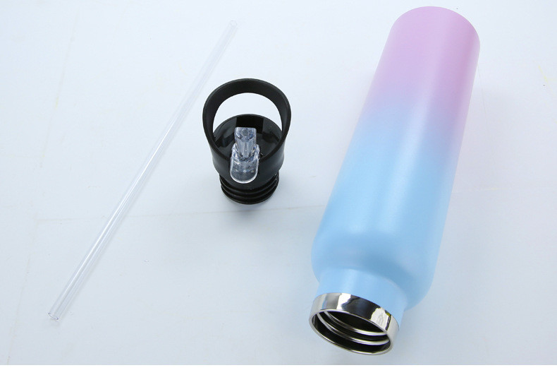 Camping & Hiking Hydration Canteens 3 Lids Narrow Straw Lid Leak Proof Vacuum Insulated Stainless Steel Hot & Cold Double Walled Sports Water Bottle
