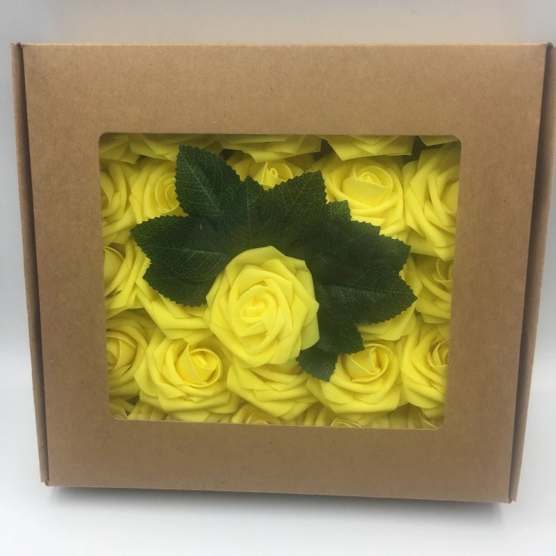 Artificial Flower Foam Rose With Leaf and Stem For Wedding gift Birthday gift Christmas Day Gift