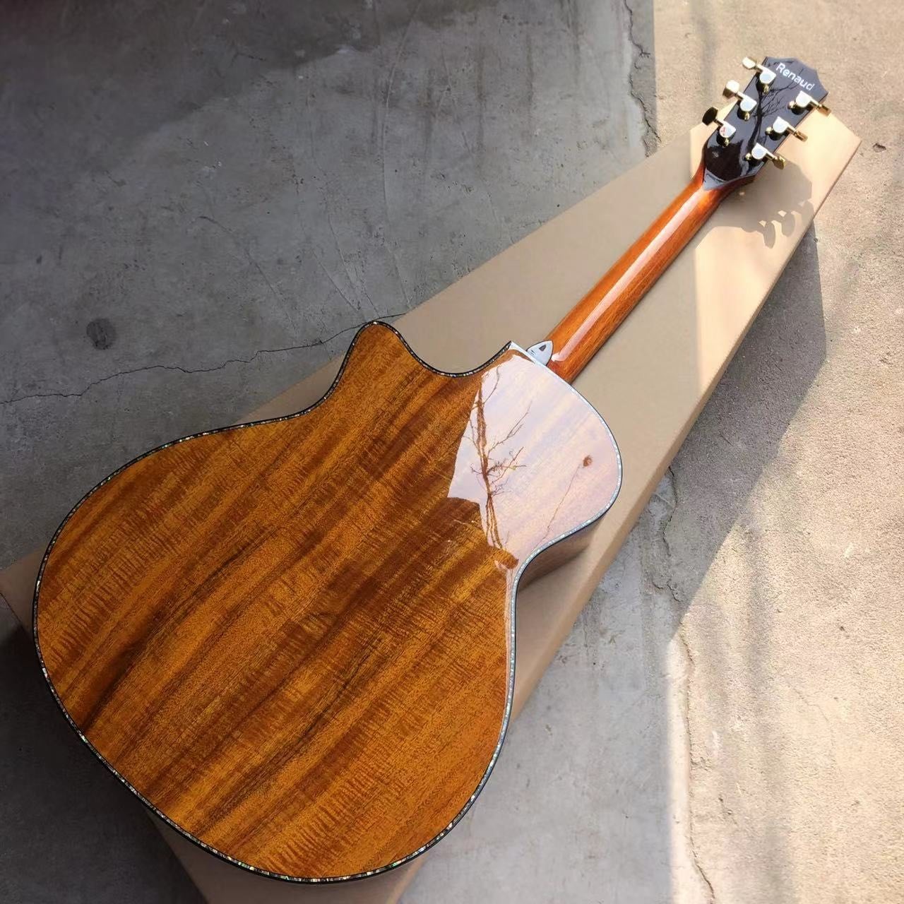Custom All KOA Wood 40 Inch PS14 Type Cutaway Acoustic Guitar Abalone Tree of Life Ebony with Customized Logo on Headsto