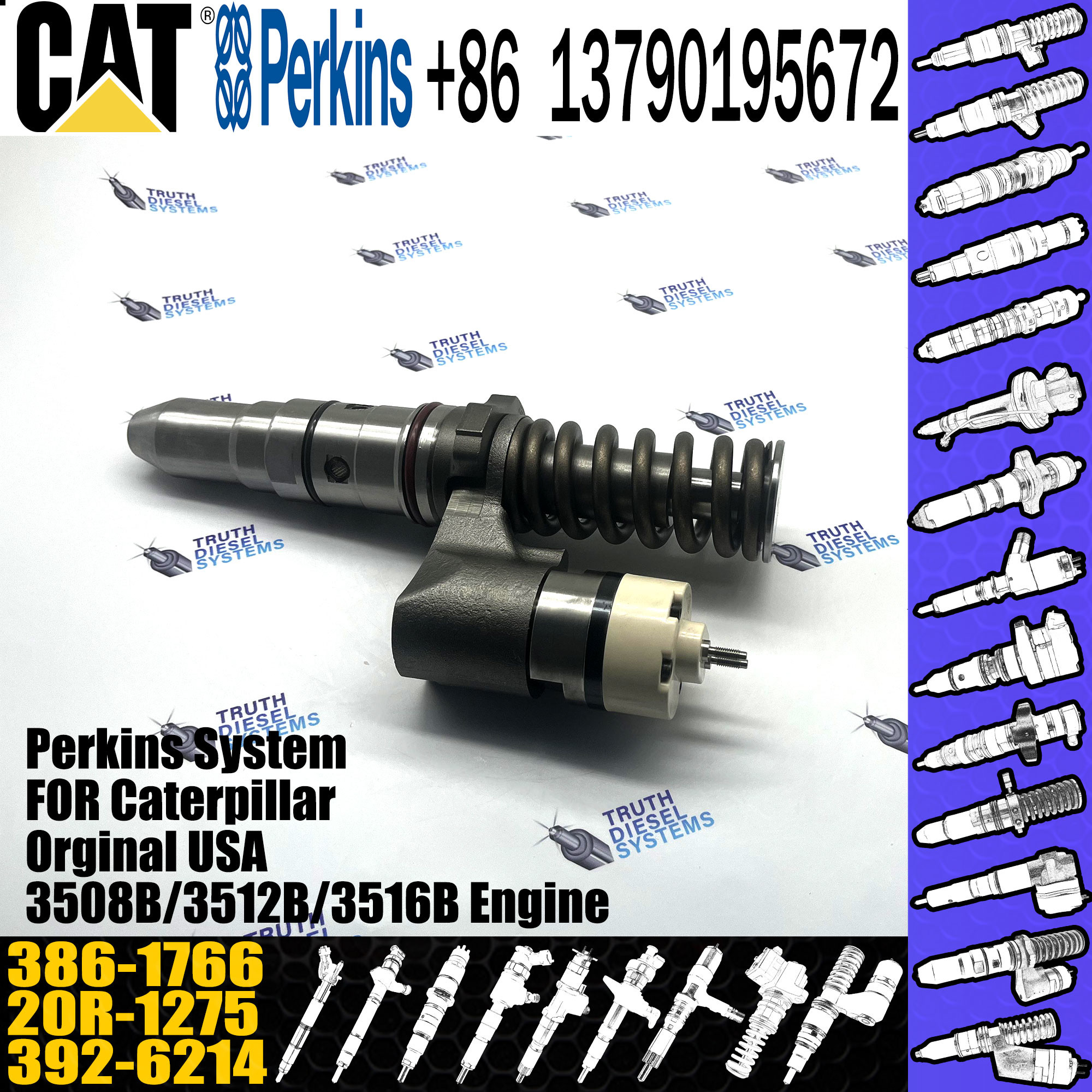 High Quality Rebuilt Made in China Diesel Fuel Injector 386-1769 250-1314 386-1766 For Caterpillar 3512B E3512B Engine