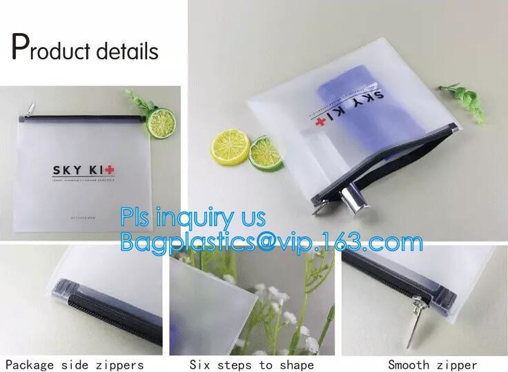 PVC Stationery ruler set packaging bag with slider, fabric slider zip bags, slider PVC cosmetic bag,pencil bag