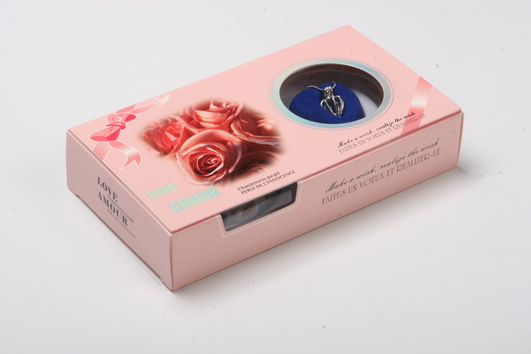 French Versions Color Box Love Pearl Necklace Gift Box With Fashion Cage Pendant for Special Holiday Gift