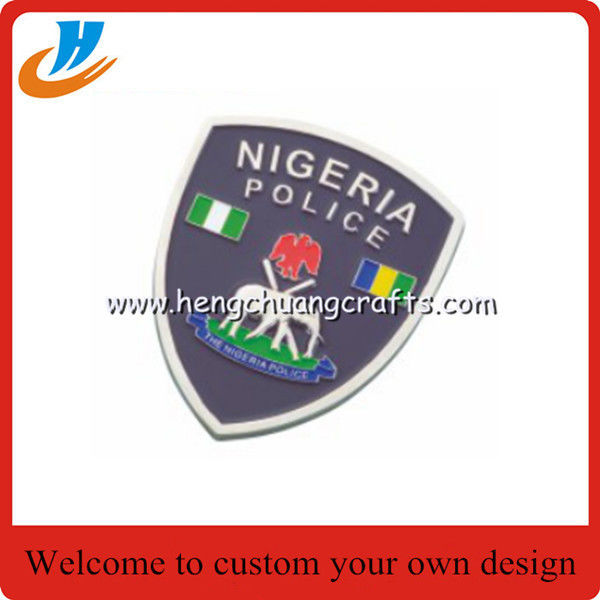 Gold silver metal badge,pin police badge with two color plated