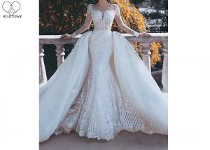 China Outside Mermaid Ballgown Bridal Gowns Beading 2 In 1 Long Train Lace on sale