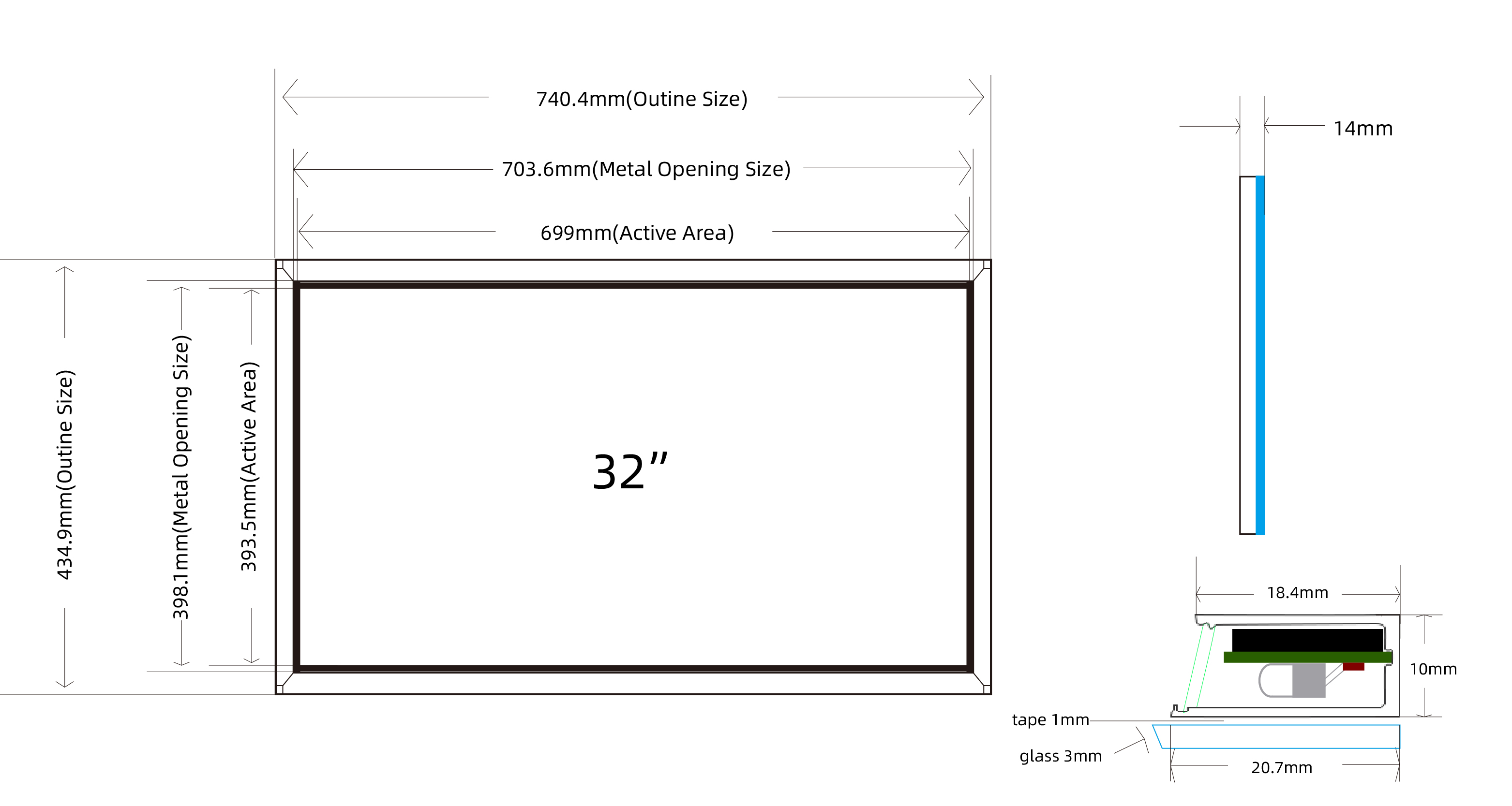 10 Points IR Touch Frame 32 Inch 10ms Touch Screen Components