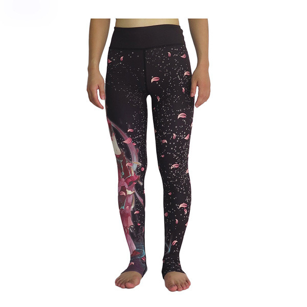Customized Print Womens Workout Tights , Fitness Ankle Patterned Workout Leggings