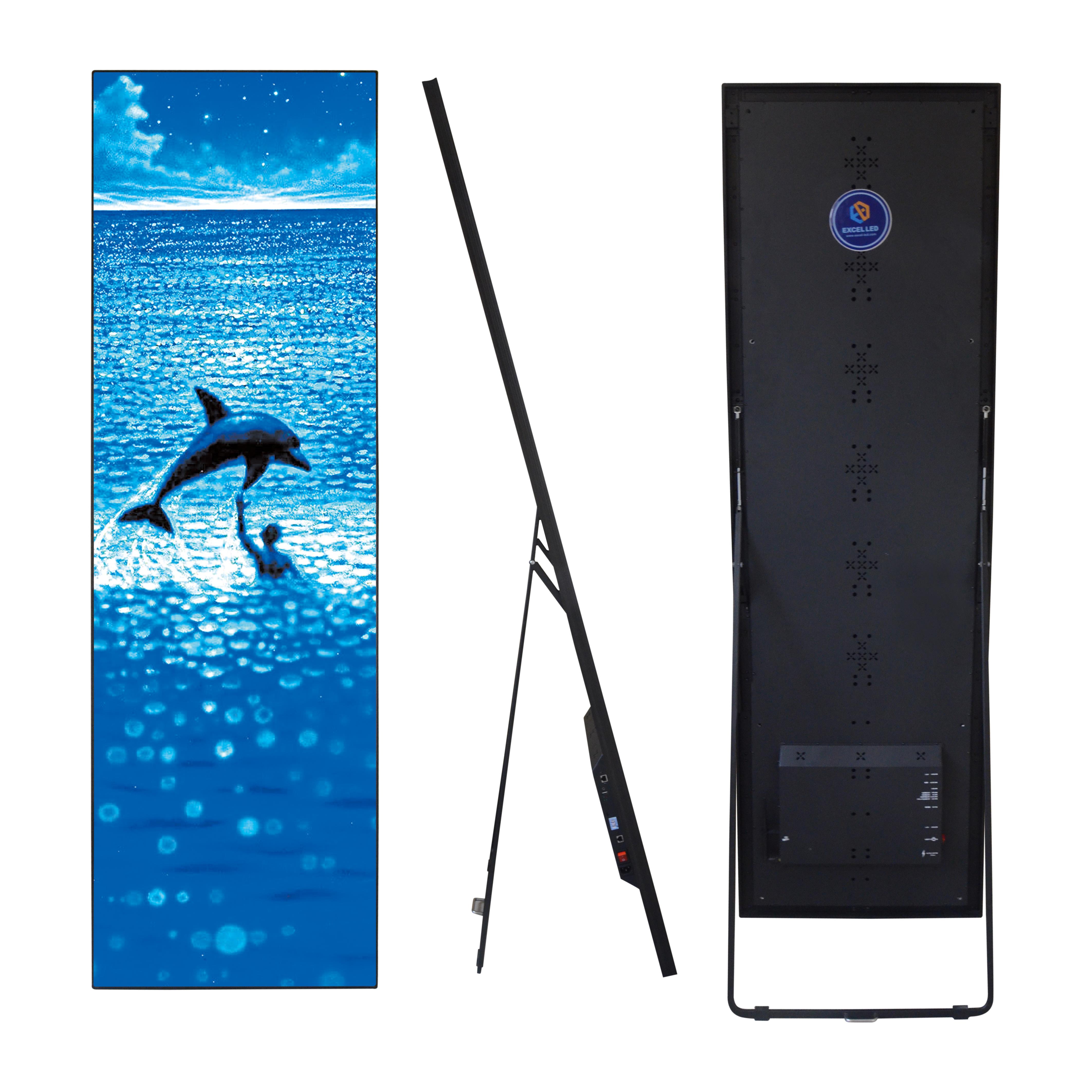 High Refresh Rate Movable Mirror Poster P2.5 Floor Standing Led Display For Shopping Mall