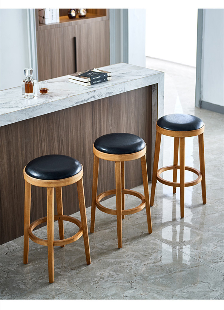 Mid Century Vintage Retro Bar Stools Leather Wine Restaurant Round UK-BS015