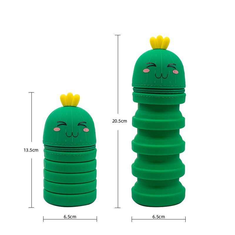 Cute Silicone Pencil Holder Girls Boys Storage Bag Students Stationery