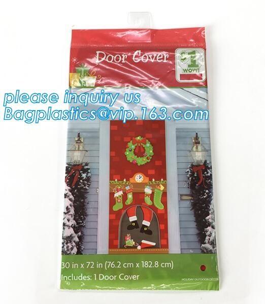 Promotional custom printing plastic door cover PE christmas door/window/wall covers door poster,indoor & outdoor door po