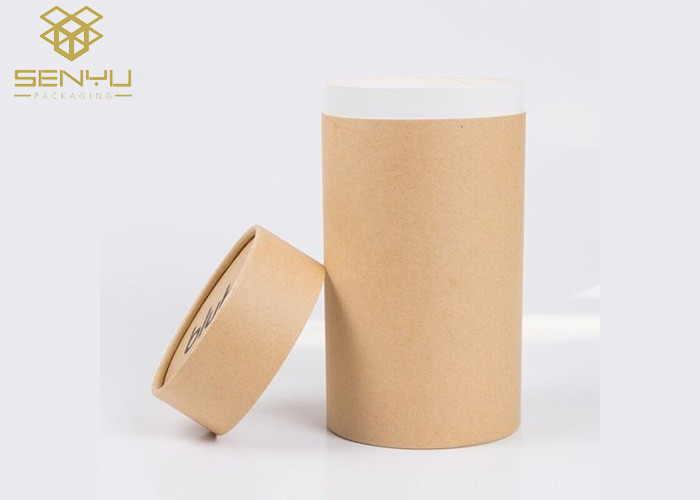 Strong Cardboard Kraft Tube Packaging Round Shape With Lid Matte Lamination