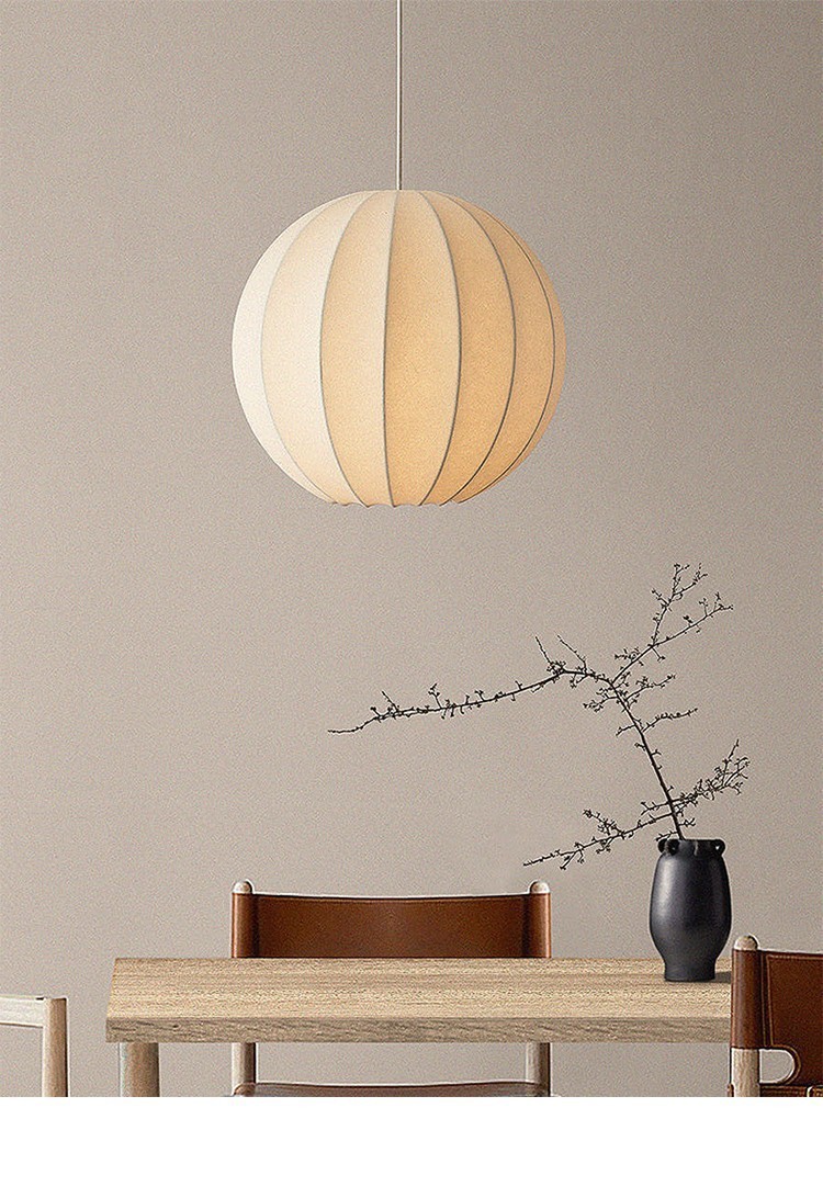 Nordic E27 Led Pendant Lights Silk Hanging Lamp Minimalism Wabi Sabi Suspend Lamp(WH-AP-564)