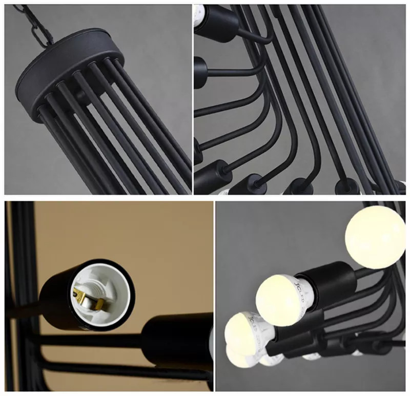 Black staircase shape vintage spiral wrought iron hotel chandelier(WH-CI-157)