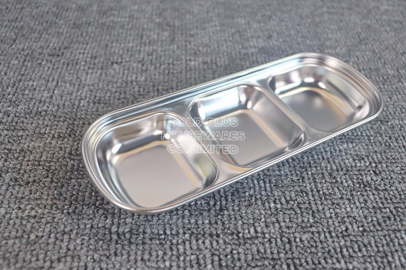 Restaurant rectangular serving tray Japanese sushi dinner set sauce metal steel serving dishes for banquet