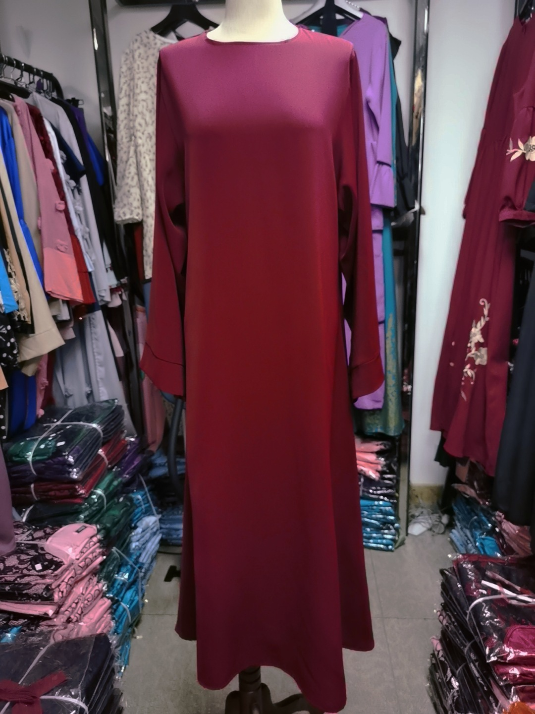 Women Clothes Middle East Abaya Muslim Solid Color Plus Size Muslim Long Dress