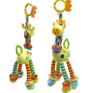 China Customized Logo Baby Plush Toy Lathe Hanging Newborn Giraffe Gum Ring Puzzle on sale