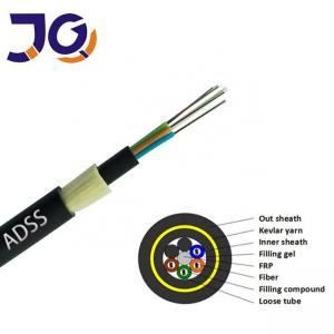 China Non Metallic Single Jacket ADSS Fiber Optic Cable 6/12/24/48/96 Core 100/200m Span G652D on sale