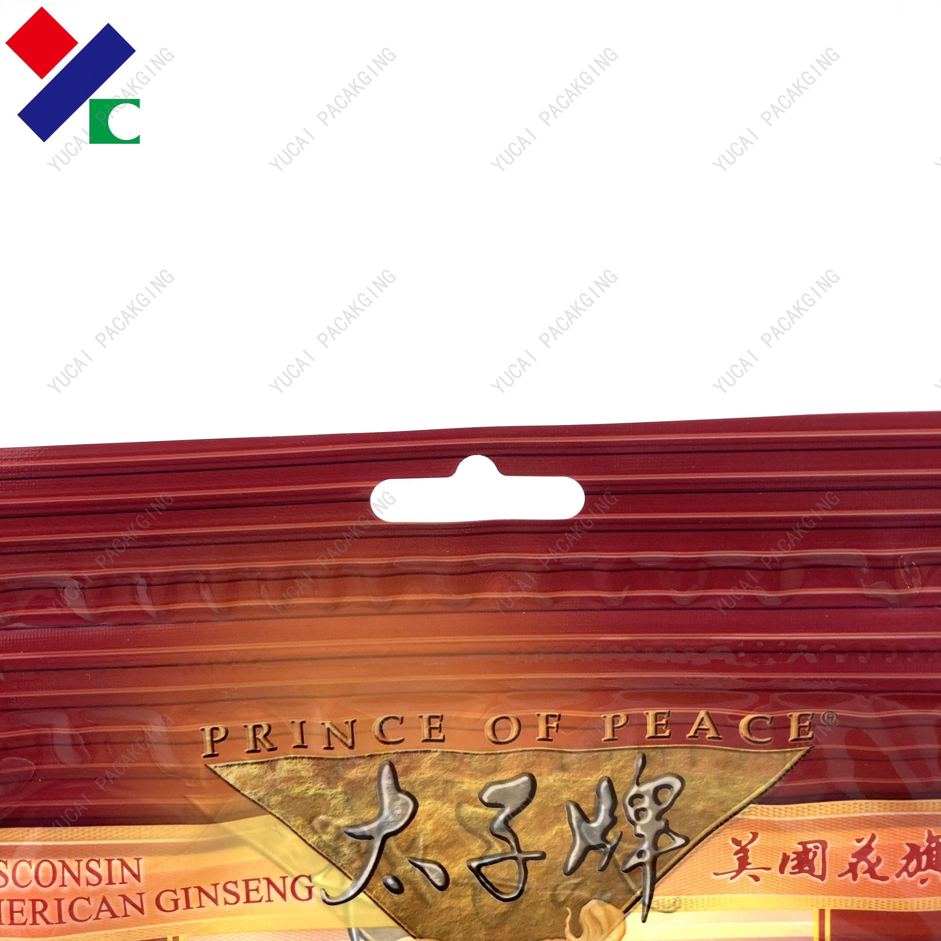 40 Microns Three Side Seal Pouch with hang hole Food Grade Packaging Bag