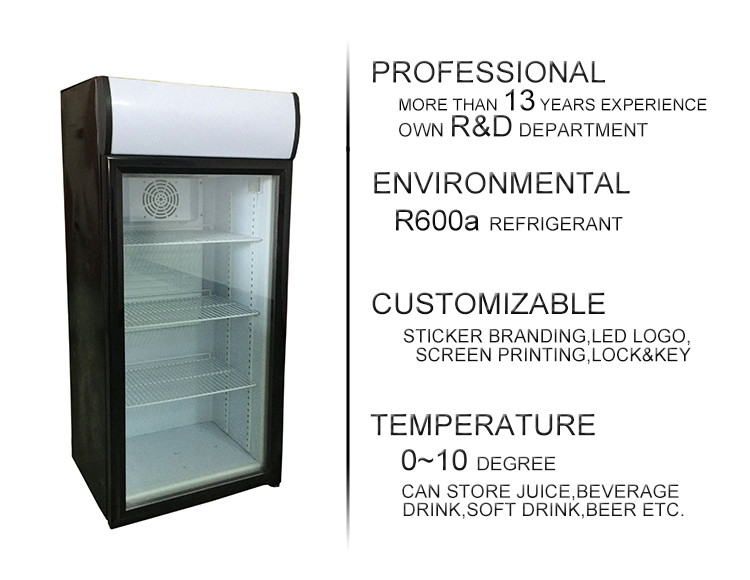 130L commercial mini fridge glass door refrigerate display used beverage cooler SC130B