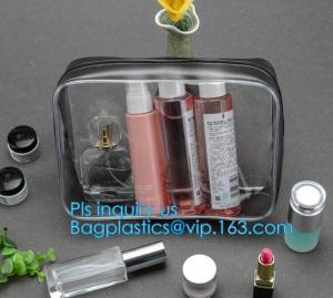 China recyclable travel PVC cosmetic bag travel set bag, PVC Zip Lock Plastic Cosmetic Travel Packaging Bag, PVC Zipper Travel wholesale