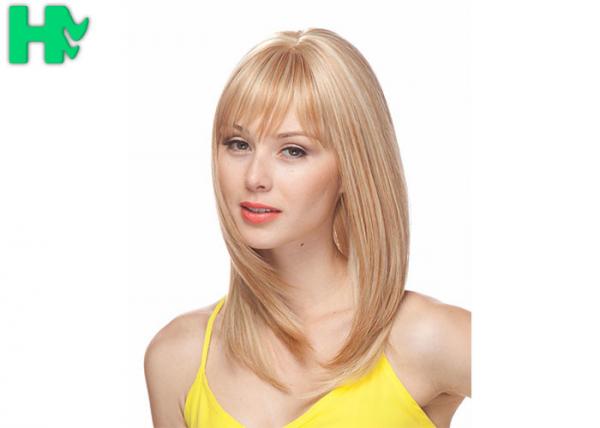 Machine Made Natural Looking Synthetic Bob Wigs Natural Straight Blond Female Wigs