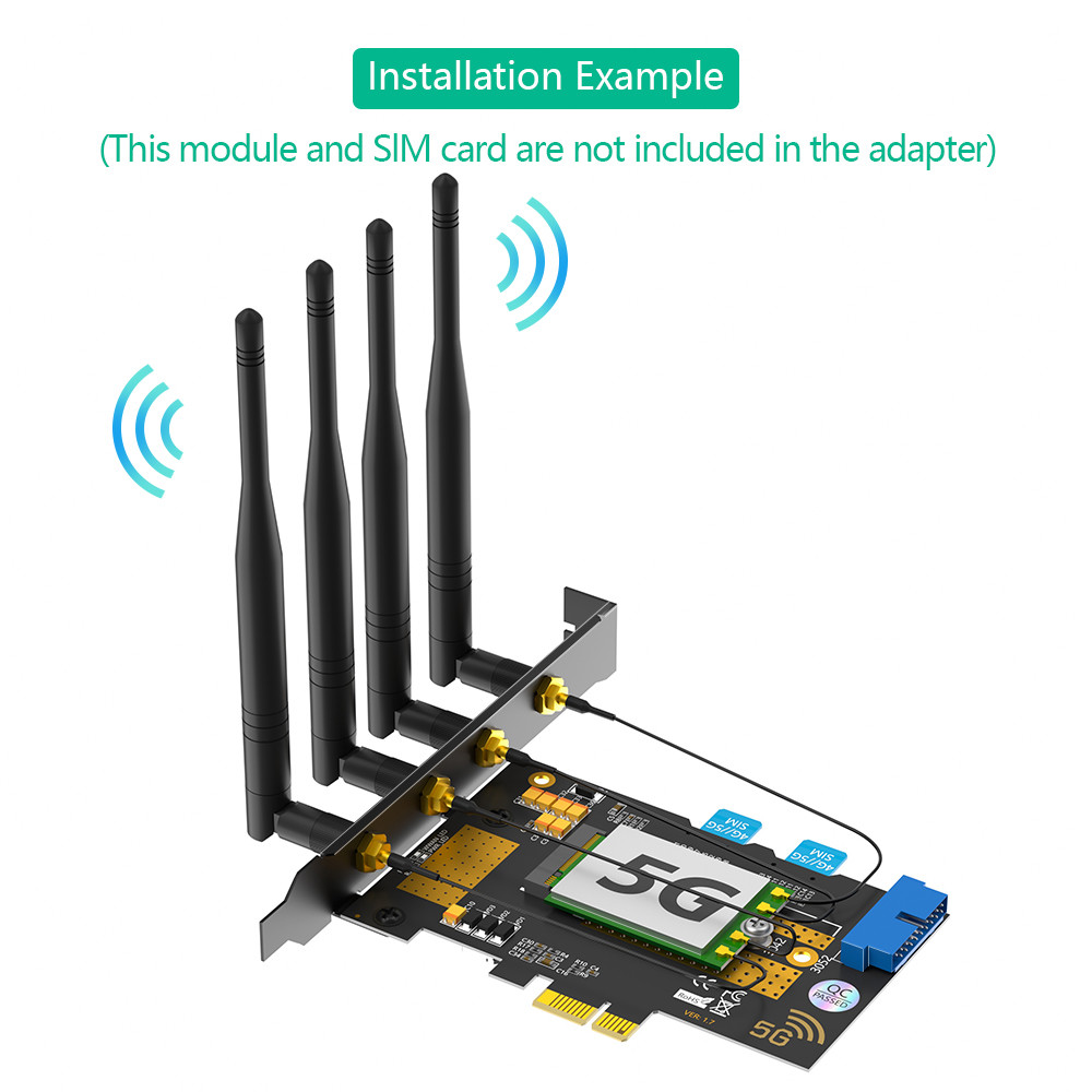 M.2 B key USB3.0 & PCIe dual bus interface 5G WWAN card Adapter Used for fast network connection