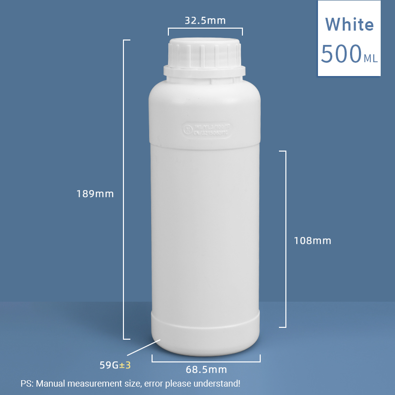 Fluorinated Plastic Bottles for Chemical Packaging Round and Screen Printed Design