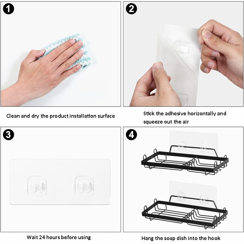 Rustproof and Fast Draining 2 Pack Shower Soap Holder with Hooks for Kitchen and Bathroom