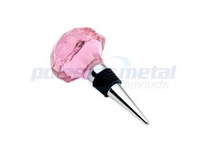 China Custom Metal Hardware Pink Crystall Polished Chrome Zinc Alloy Decorative Wine Bottle Stoppers wholesale