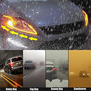 45CM 17.7" White Amber Flexible LED Day Time Running Light Flowing Bar Silicone DRL