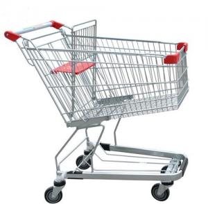China Unfolding Grocery Store Shopping Carts Four Swivel Wheels Zinc Plated on sale