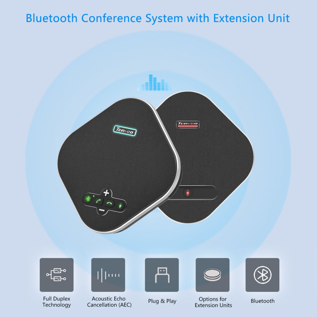 Na200bex Wireless Bluetooth Daisy Chain Speakerphone for Softphone and Mobile Phone Portable Speaker for Home and Office for 20 People with 40-60 Square Meters