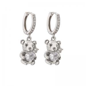 China Bear Sterling Silver Crystal Jewelry Hoop Silver Zircon Earrings LovelyLittle on sale