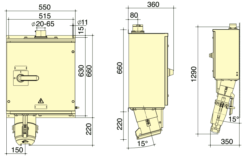 5P 250A IP67 Mechanical Interlocked Socket Box PowerSyntax High Current Wall Mounted Switched 75121
