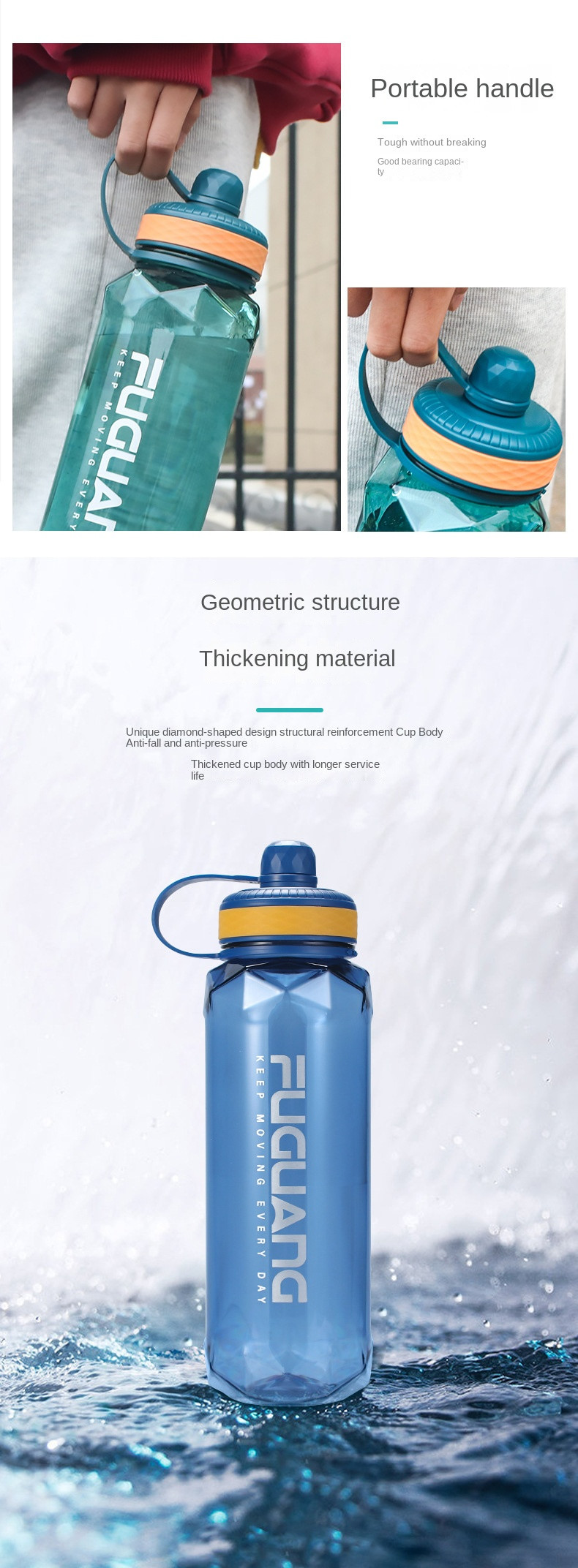 Food Grade No Odor 800ml/1000ml/1400ml/2000ml Water Bottle Bpa Free Plastic Water Bottles High Temperature Resistance Customized Acceptable